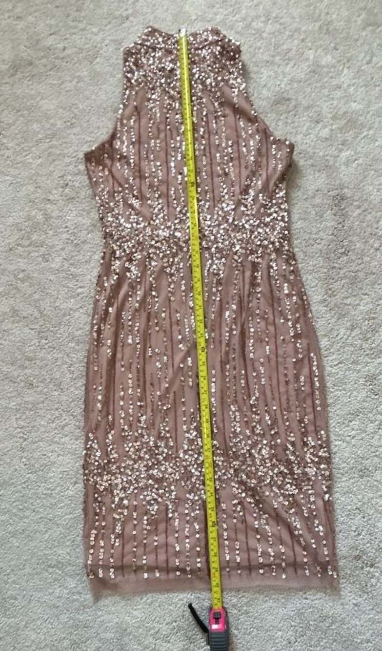 Adrianna Papell Sequin Beaded High Neck Cocktail Dress Size 2 - Picture 7 of 7